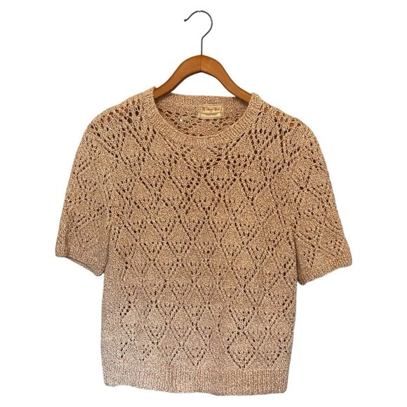 Handmade Tan Brown Knit Women's S Sweater Hand Knit Vintage - Picture 1 of 5